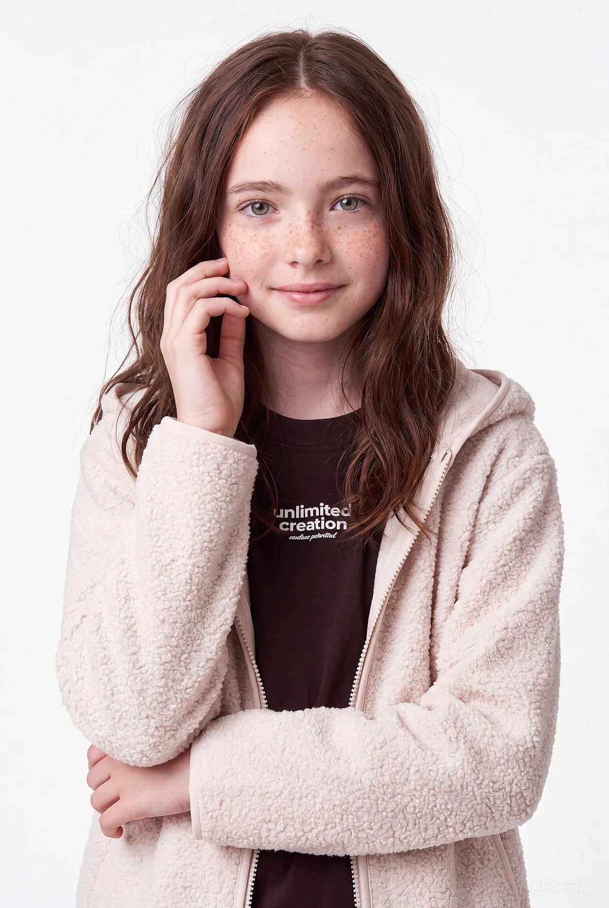 Girls' Hooded Zip-Up Plush Sweatshirt