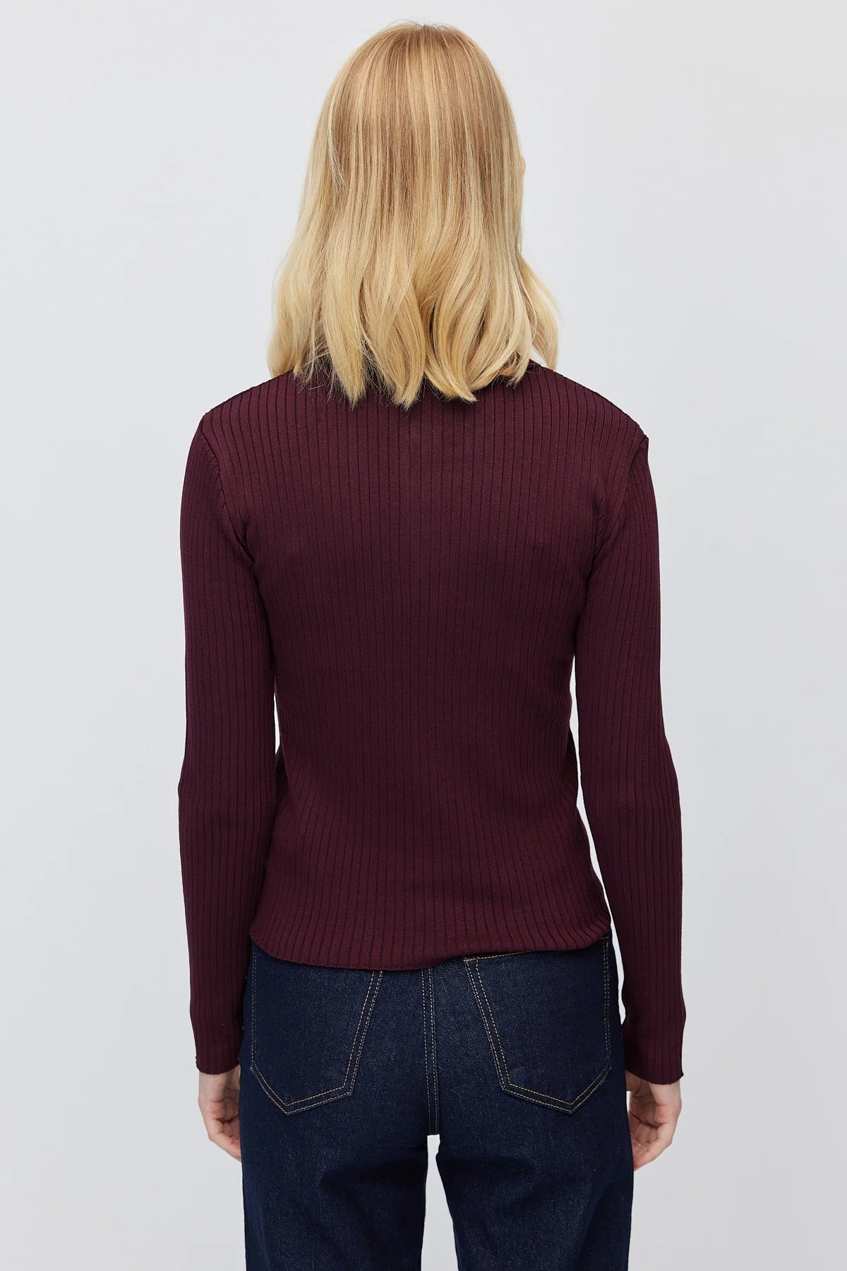 Women's Button Down Collar Self Patterned Knit Sweater
