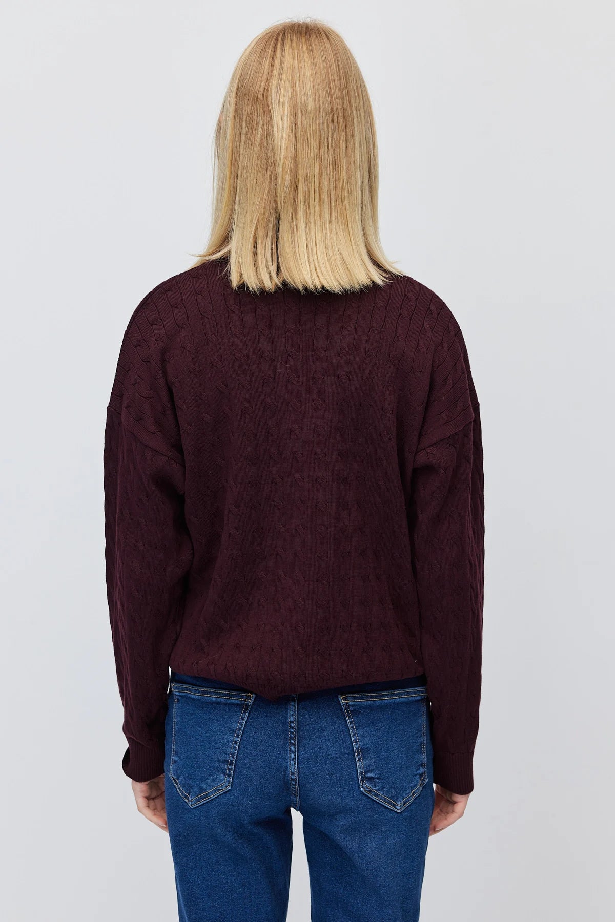Women's Cable Knit Half Turtleneck Zipper Sweater