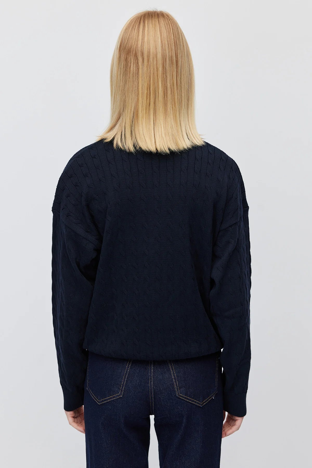 Women's Cable Knit Half Turtleneck Zipper Sweater