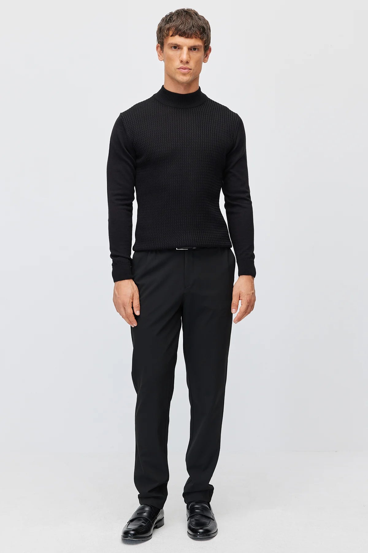 Men's Half Turtleneck Pattern Knit Sweater