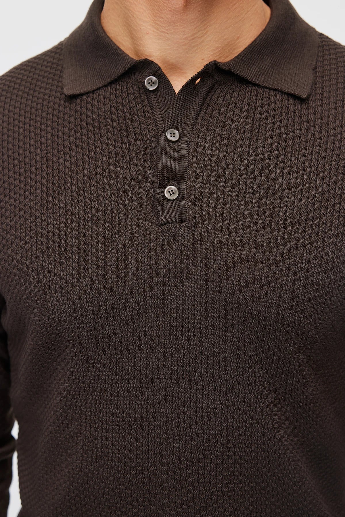 Men's Polo Collar Patterned Knit Sweater