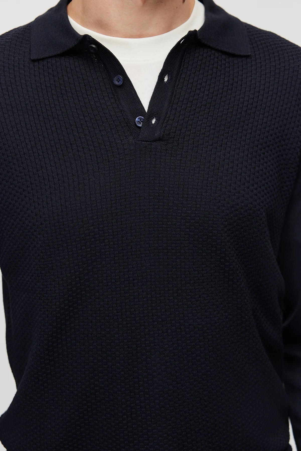 Men's Polo Collar Patterned Knit Sweater