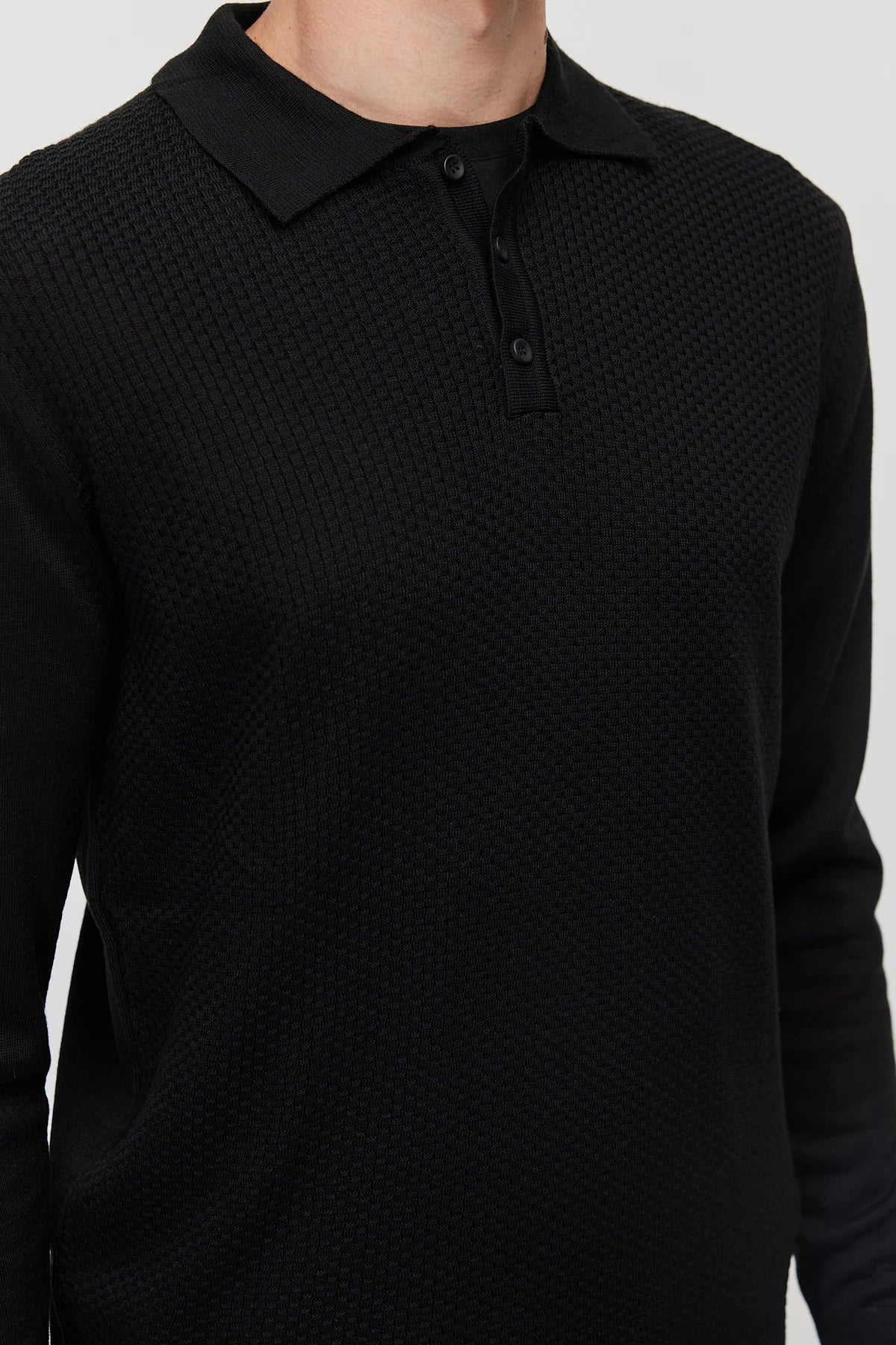 Men's Polo Collar Patterned Knit Sweater