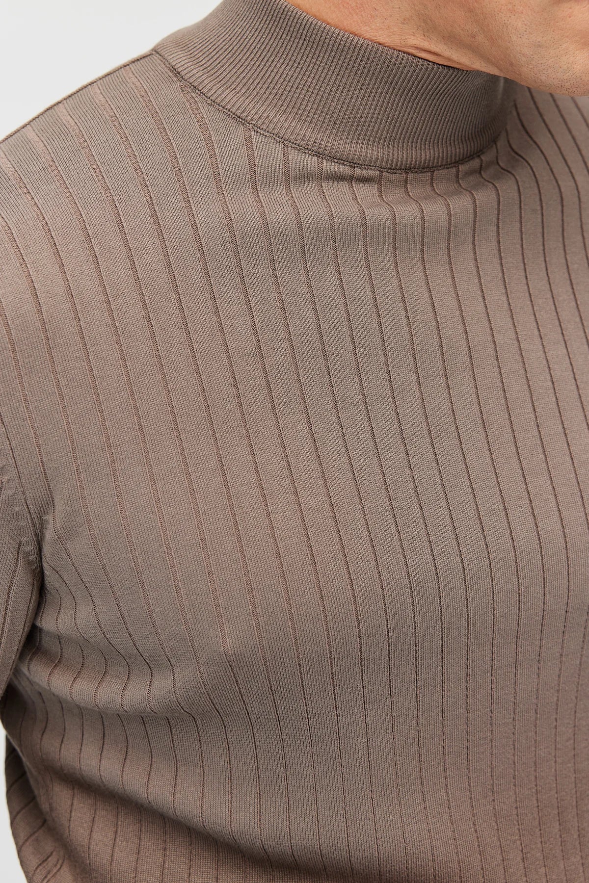 Men's Ribbed Mock-Neck Knit Sweater