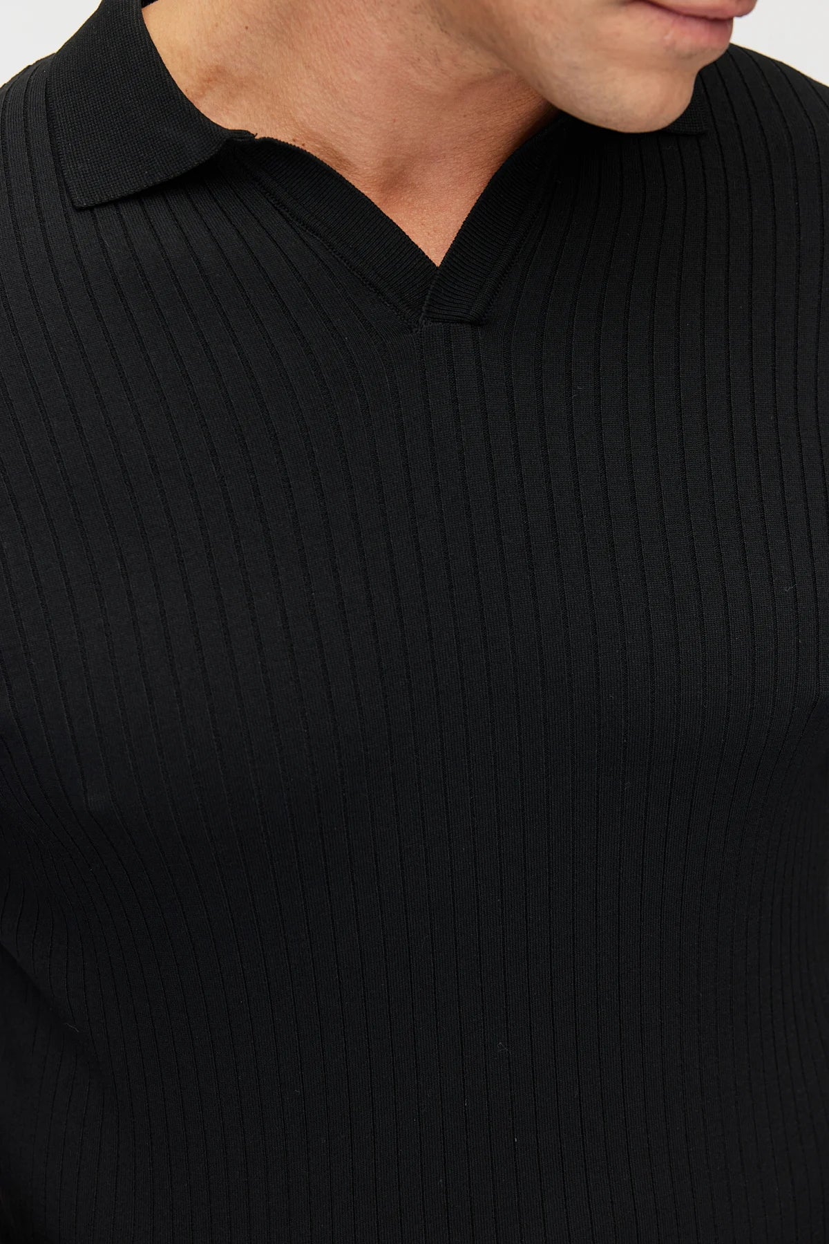 Men's Ribbed Polo Neck Knitwear Sweater
