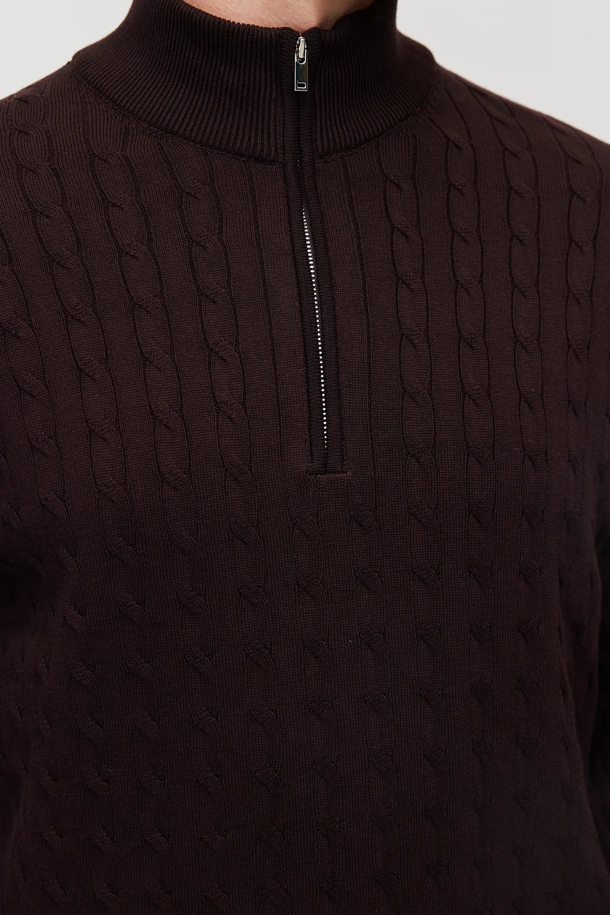 Men's cable-knit mock-neck sweater