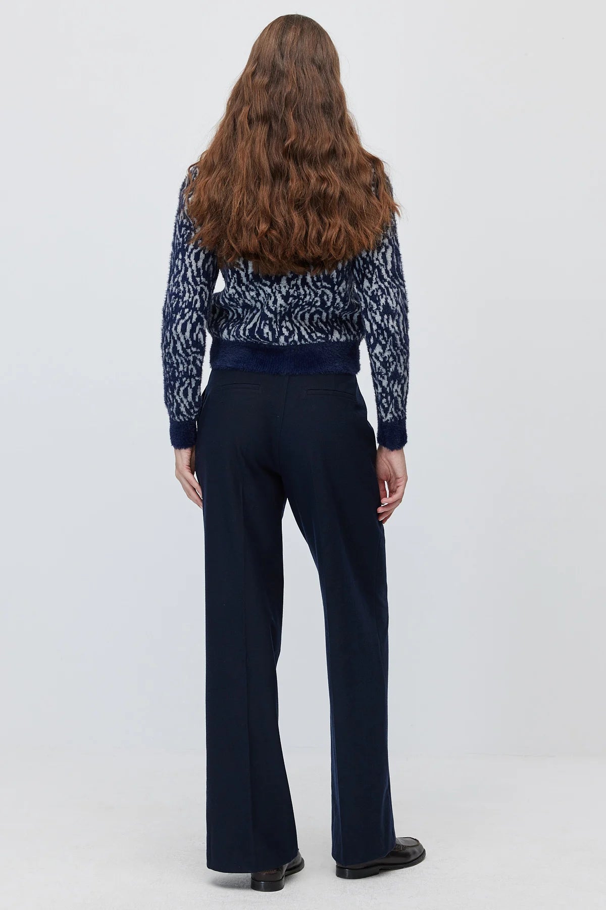 Women's high-waisted trousers with a braided belt detail