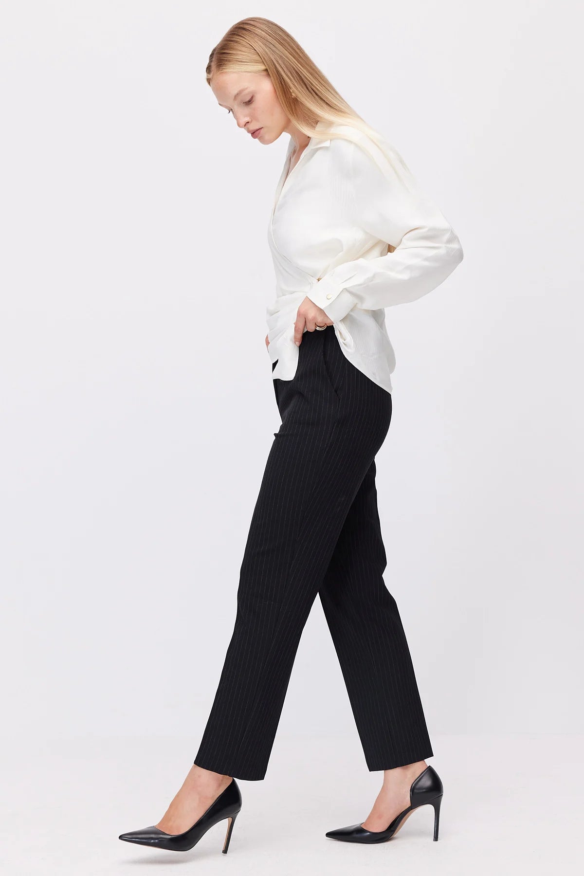 Women's Striped Classic Fabric Trousers