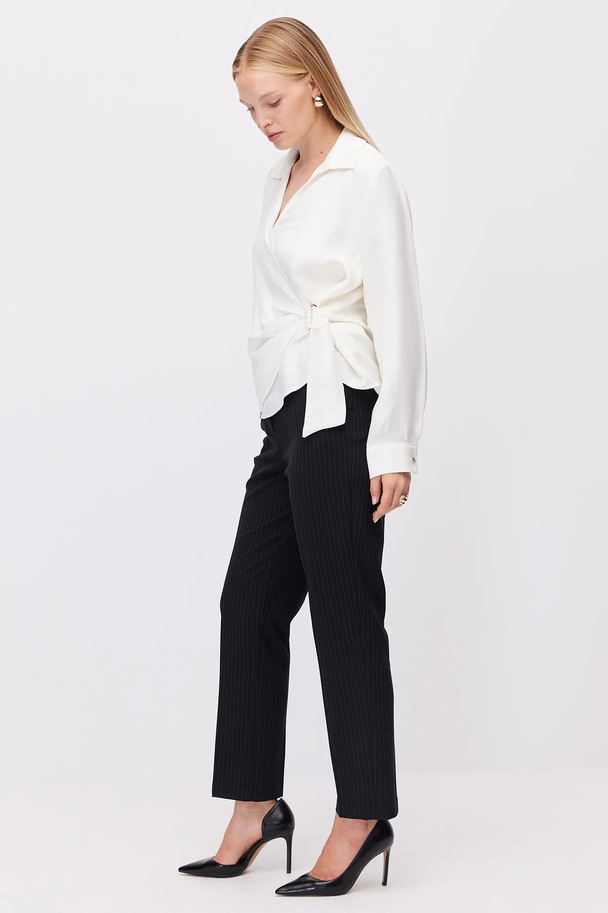 Women's Striped Classic Fabric Trousers