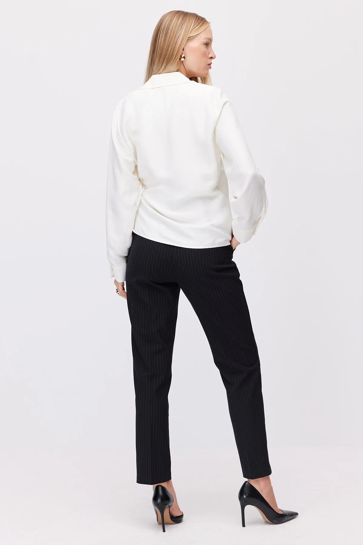Women's Striped Classic Fabric Trousers