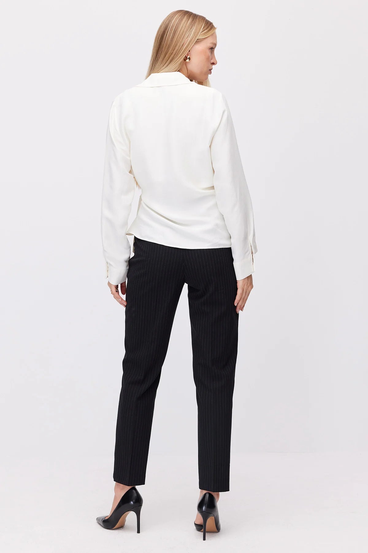 Women's Striped Classic Fabric Trousers