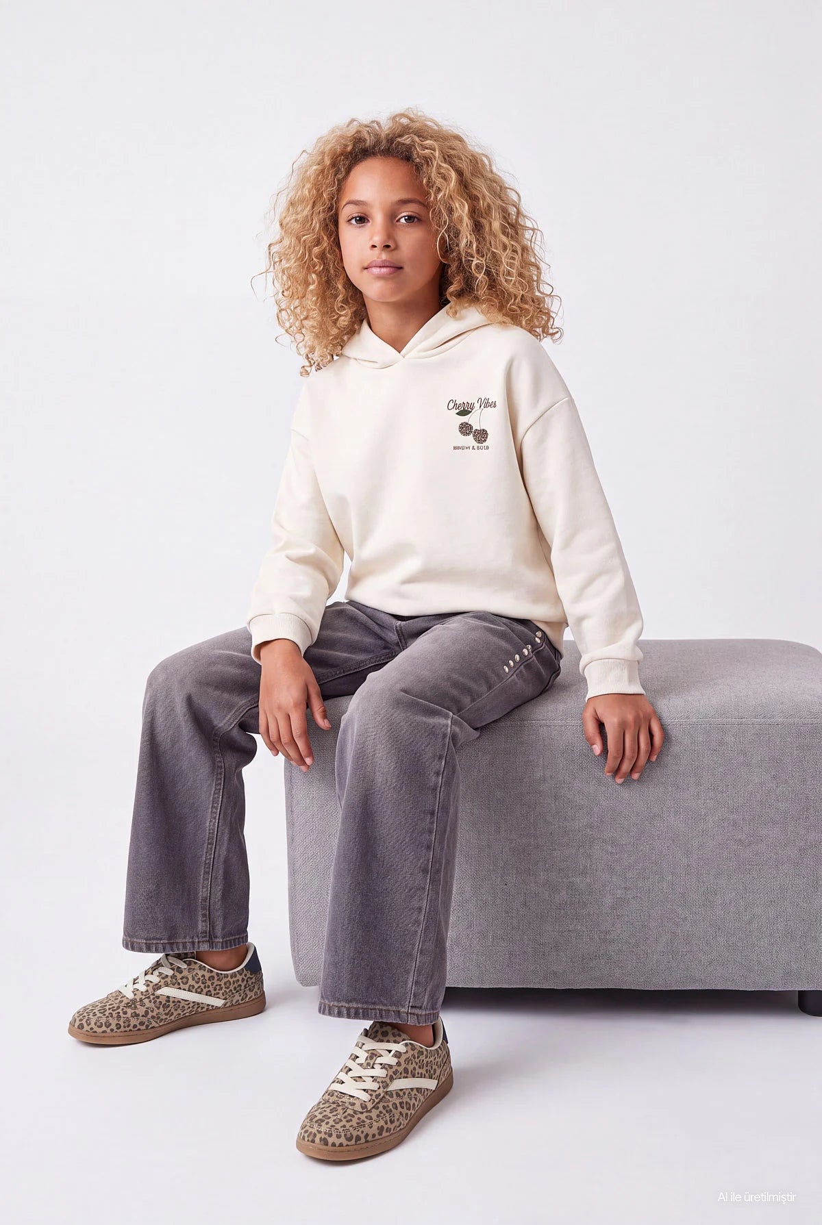Girls' Wide Leg Jeans with Stud Detail