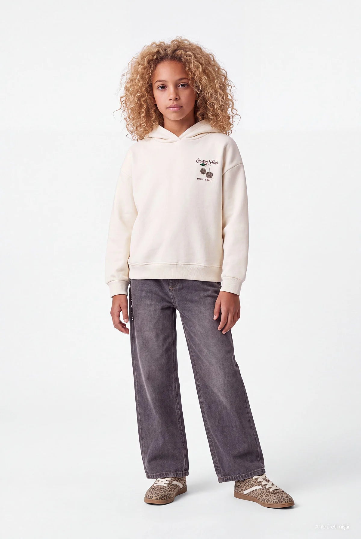 Girls' Wide Leg Jeans with Stud Detail
