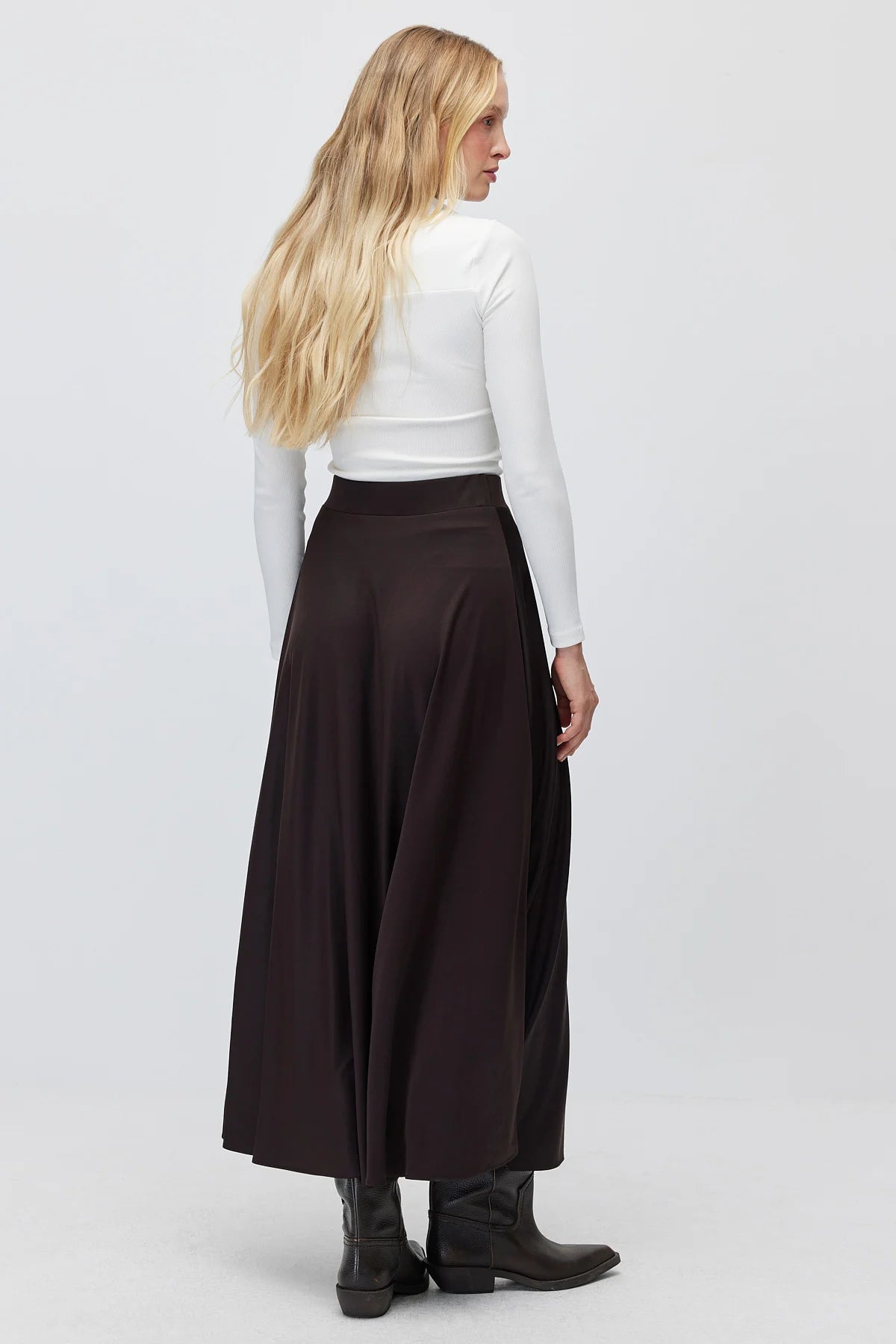 Women's High Waist A-Line Long Skirt