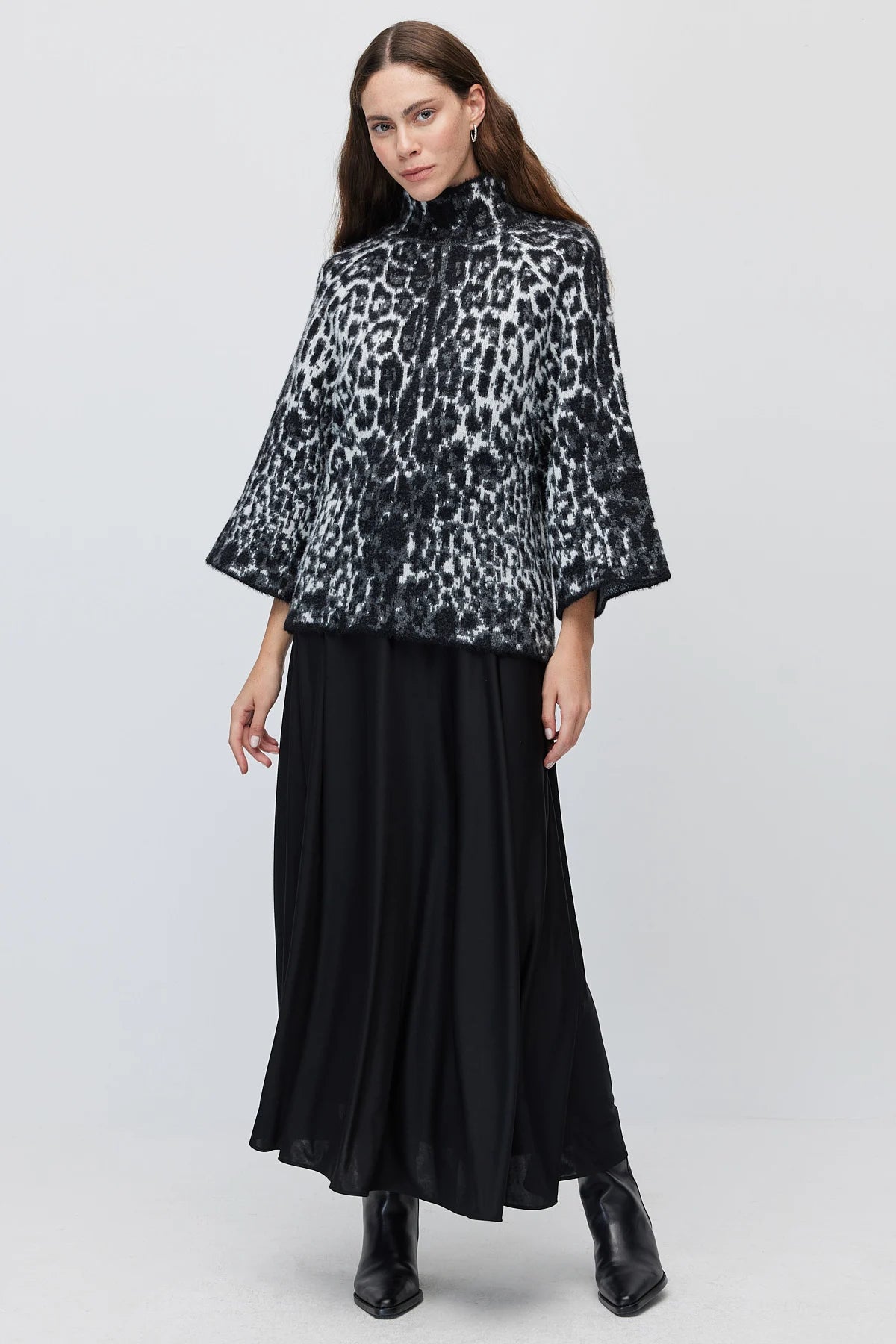 Women's High Waist A-Line Long Skirt