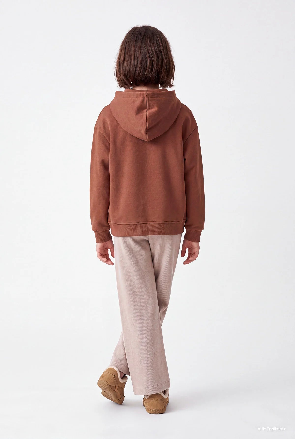 Girls' Loose Fit Textured Sweatpants with Stitching Detail