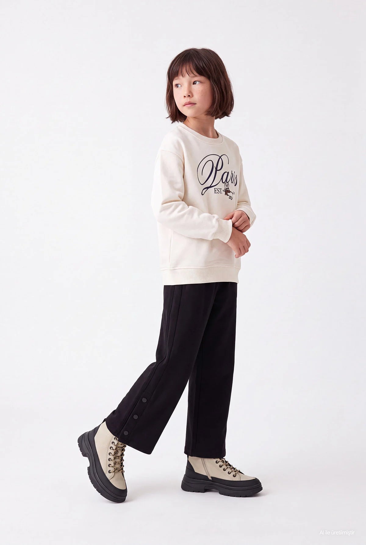 Girls' Sweatpants with Snap Button Detail at the Hem