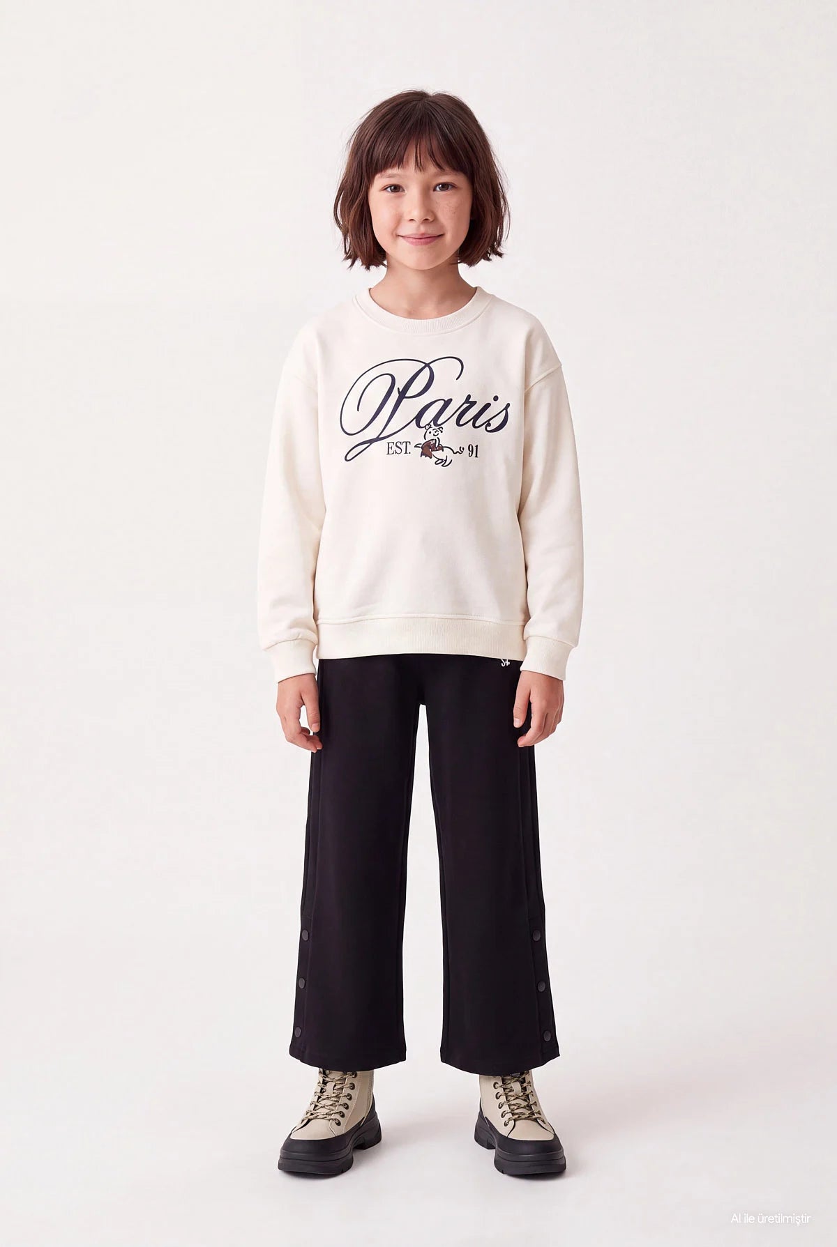 Girls' Sweatpants with Snap Button Detail at the Hem