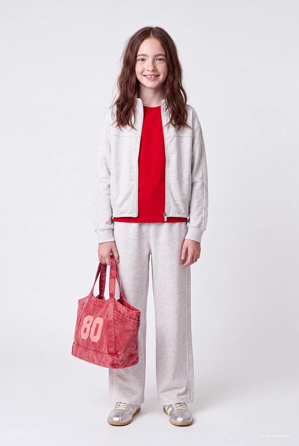 Girls' Wide Leg Sweatpants with Piped Trim