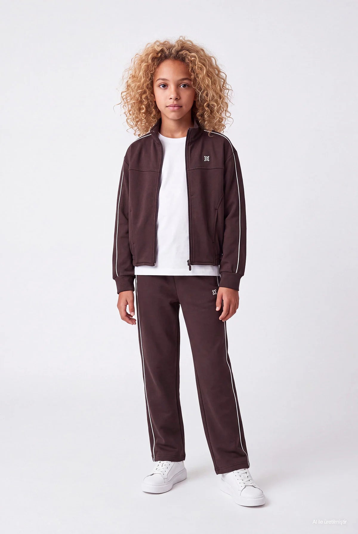 Girls' Wide Leg Sweatpants with Piped Trim