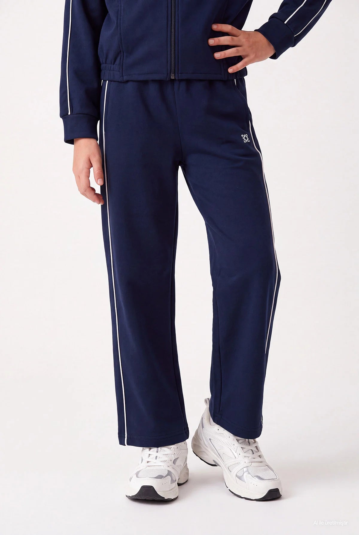 Girls' Wide Leg Sweatpants with Piped Trim
