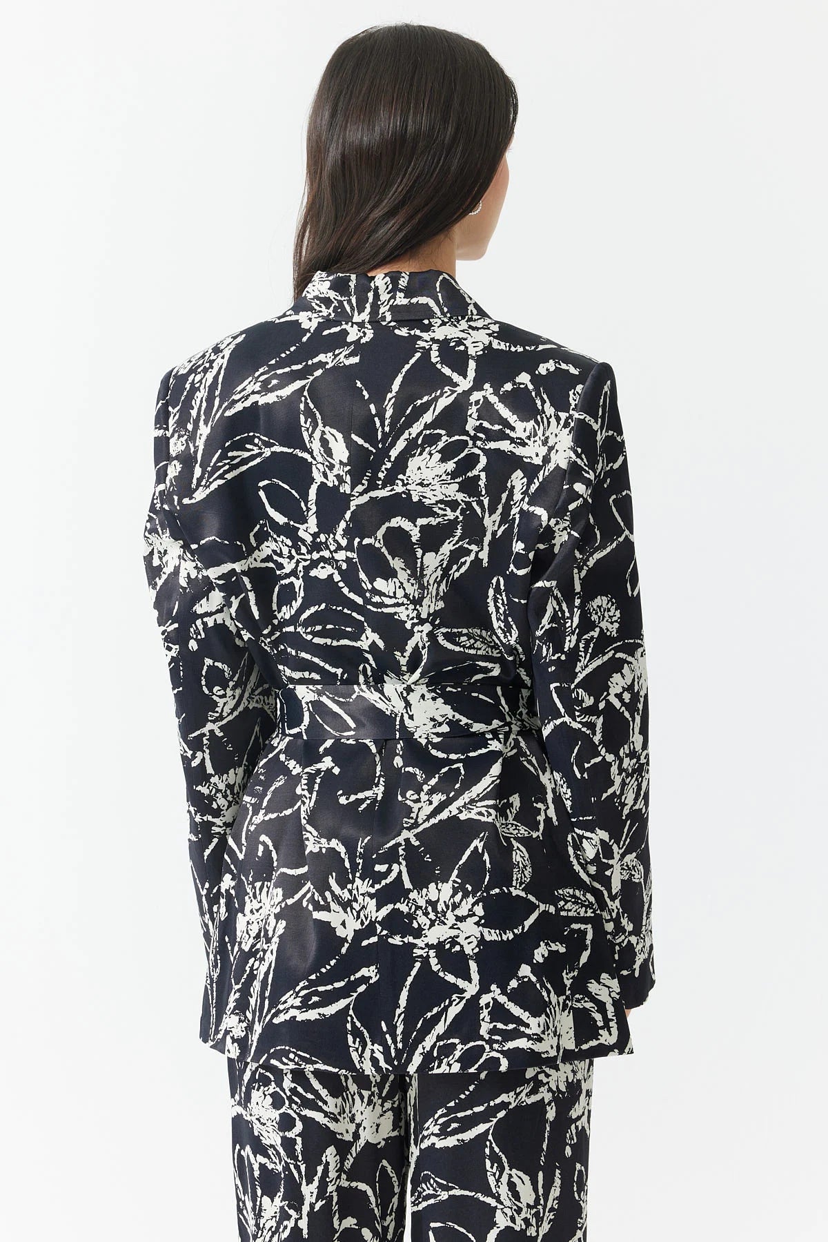 Women's Patterned Belt Detailed Jacket