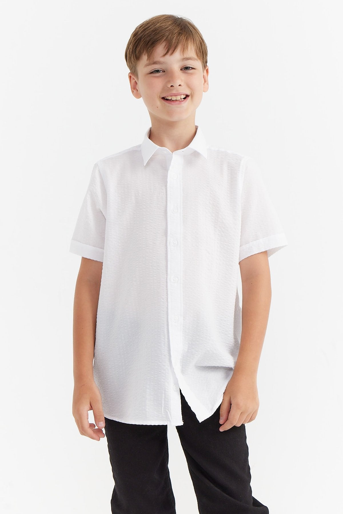 Boy's Textured Short Sleeve Shirt
