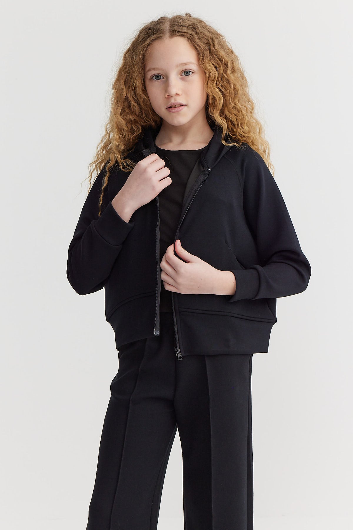 Girl's Hooded Soft Texture Sweat Top