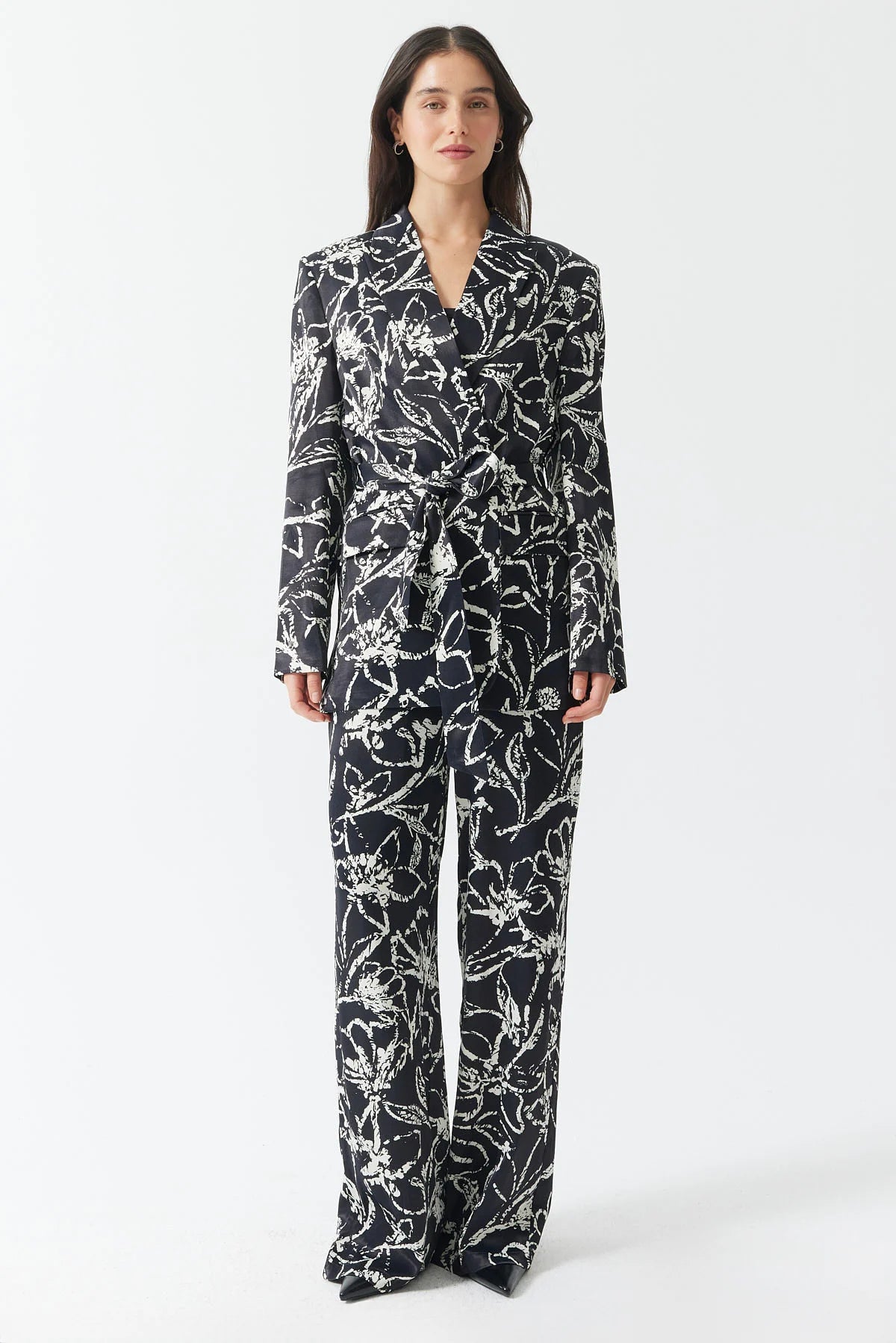 Women's Patterned Satin Trousers
