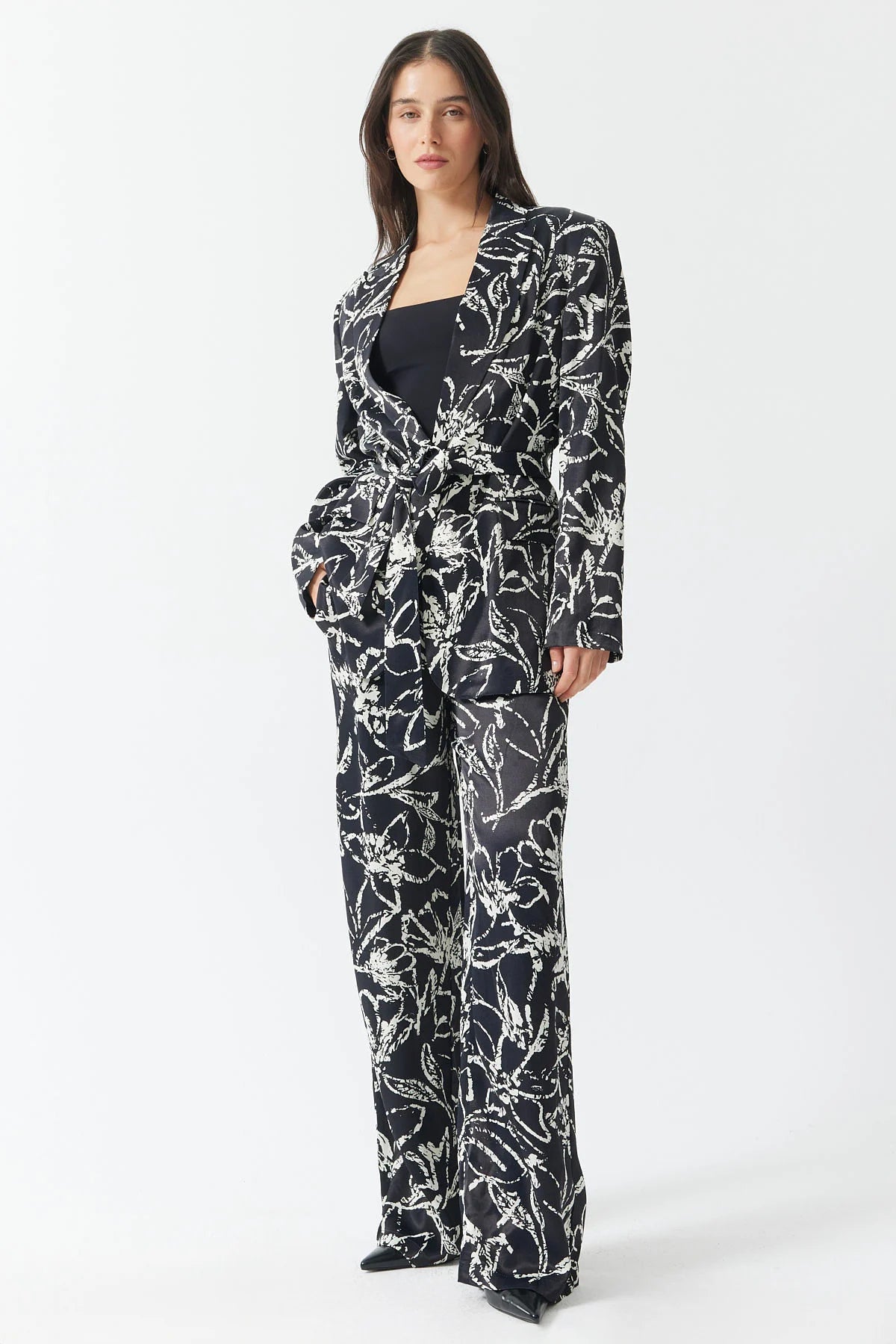 Women's Patterned Satin Trousers