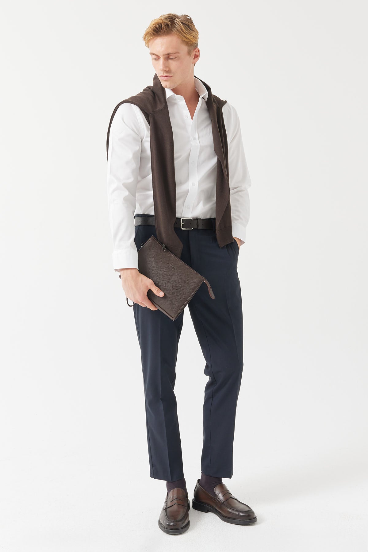 Classic Slim Fit Fabric Trousers
