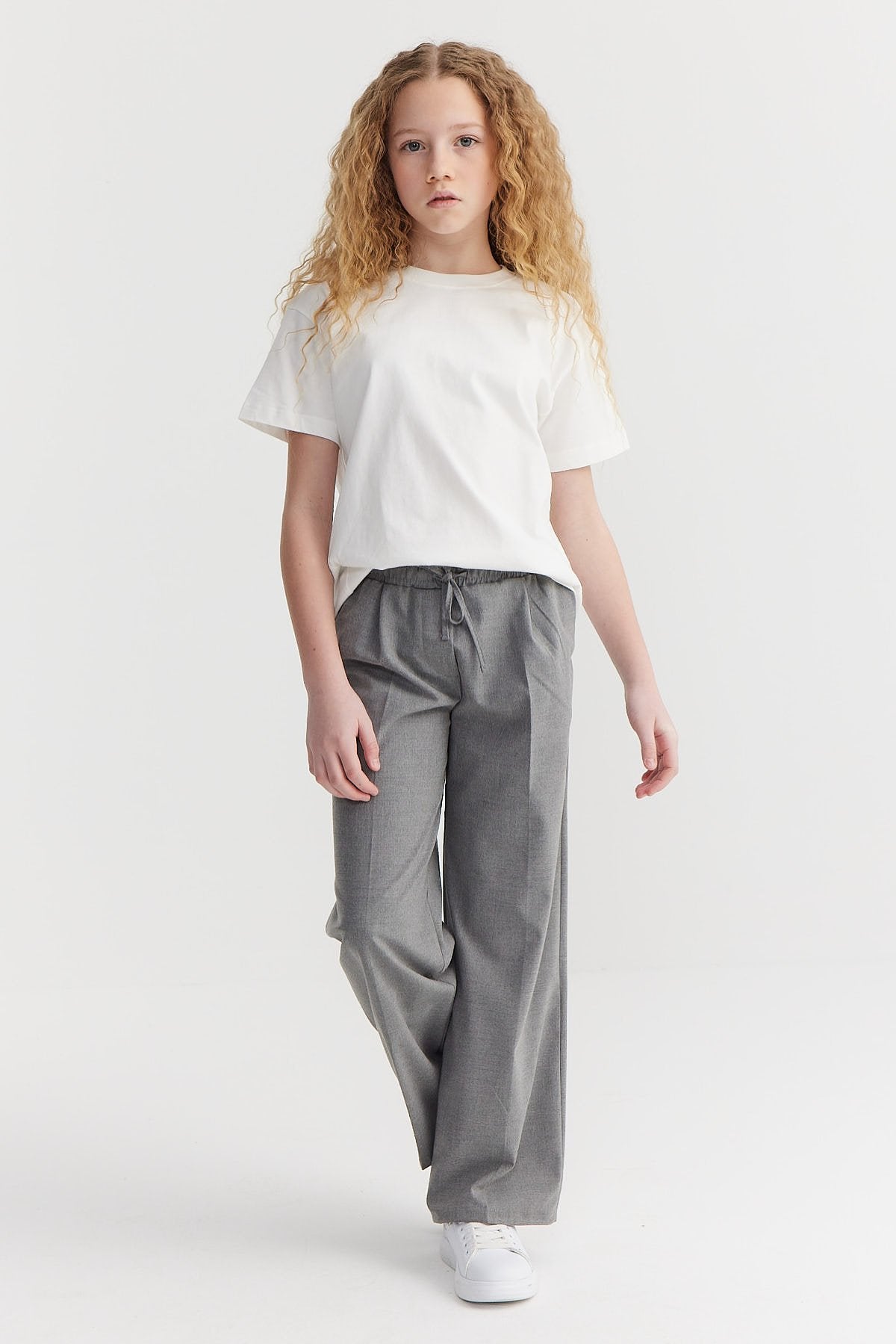 Girl's Double Waist Detailed Tie-Waist Trousers