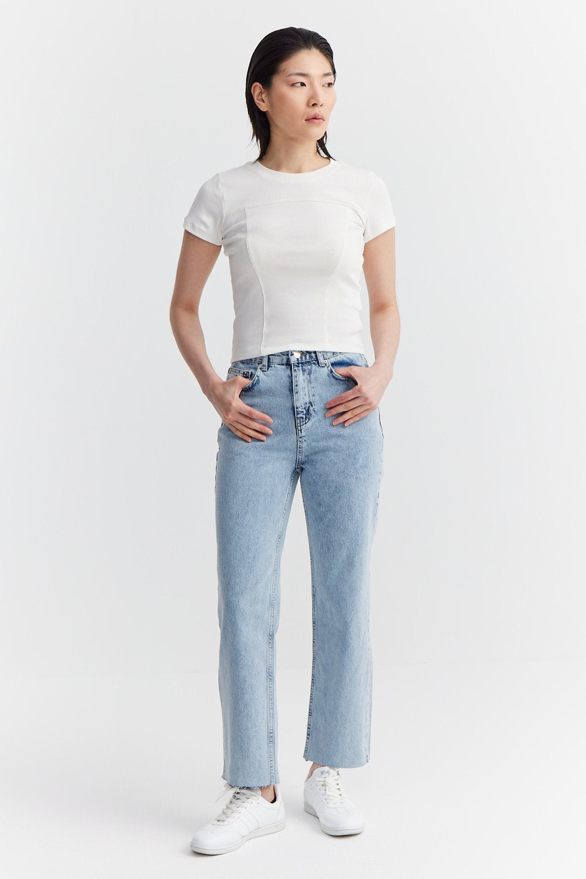 Women's High Waist Cut-Leg Jeans