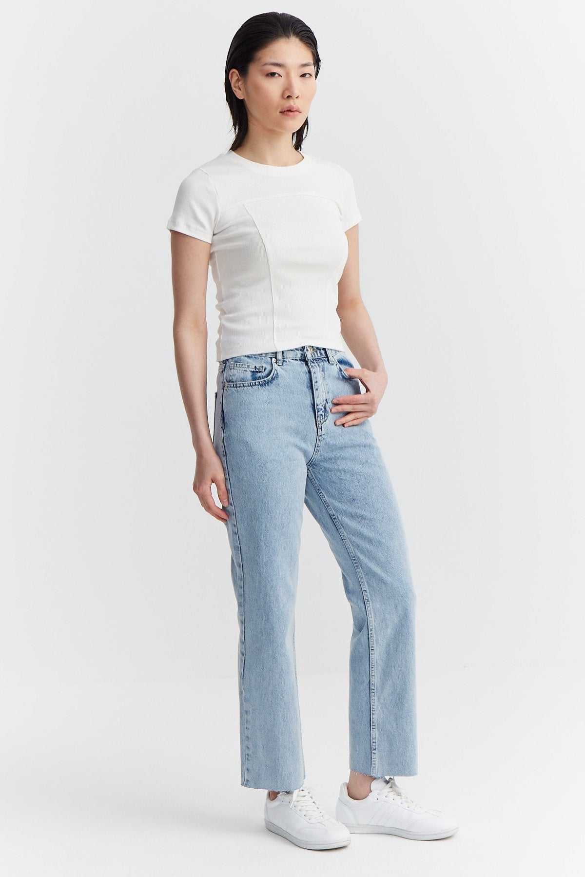 Women's High Waist Cut-Leg Jeans