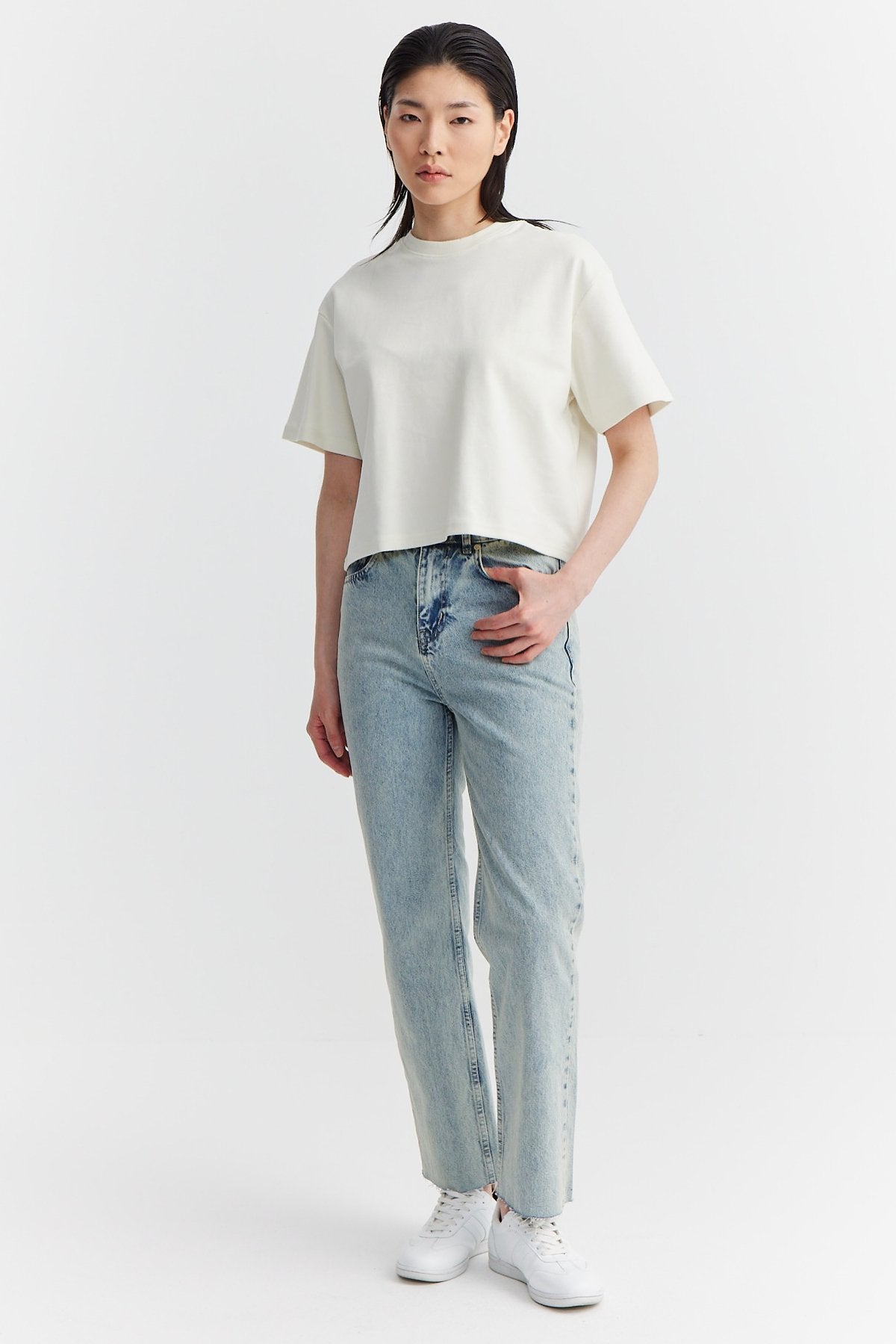 Women's High Waist Cut-Leg Jeans