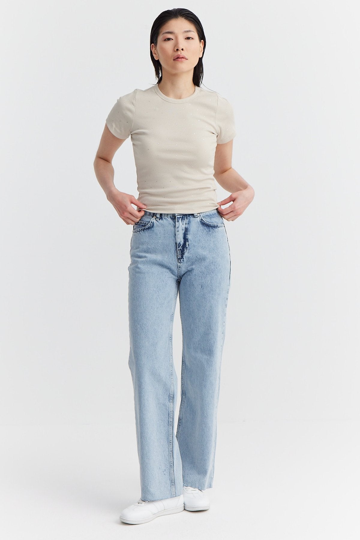 Women's High Waist Cut-Leg Jeans