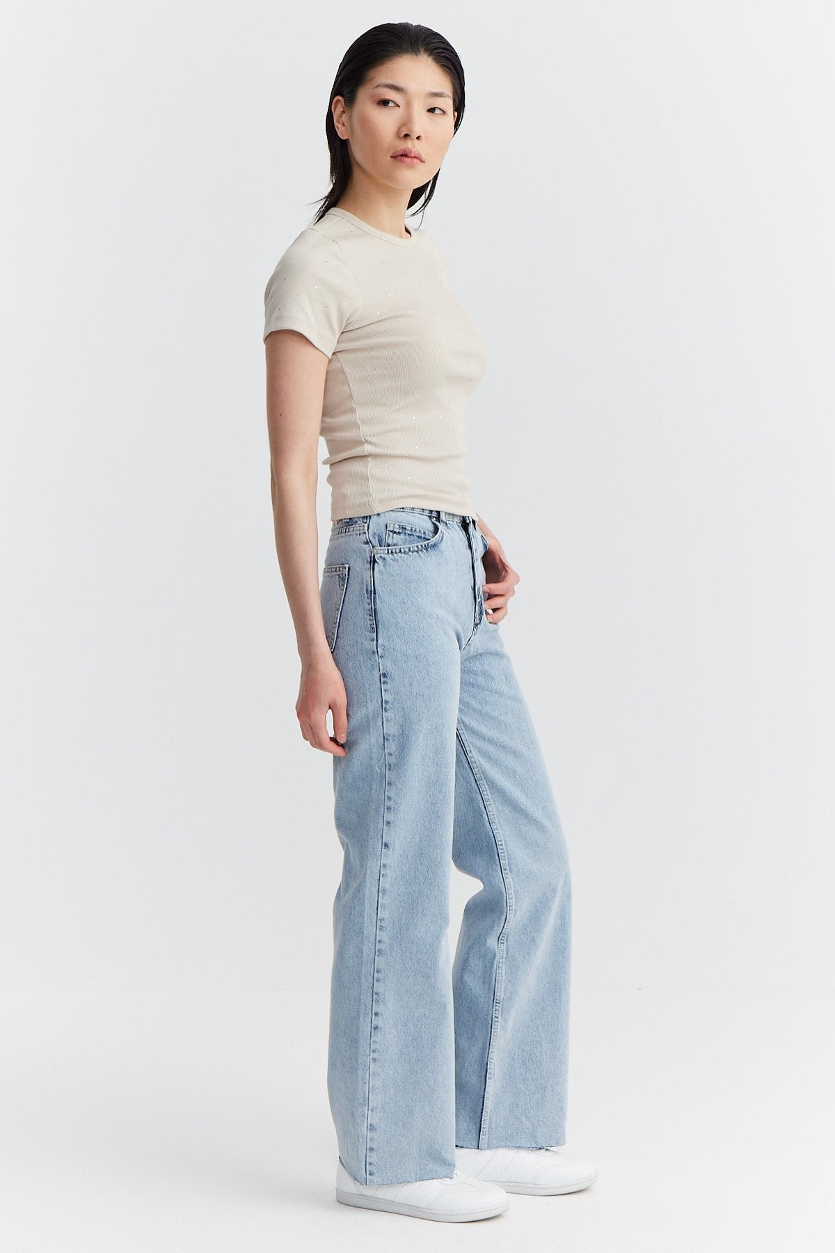 Women's High Waist Cut-Leg Jeans