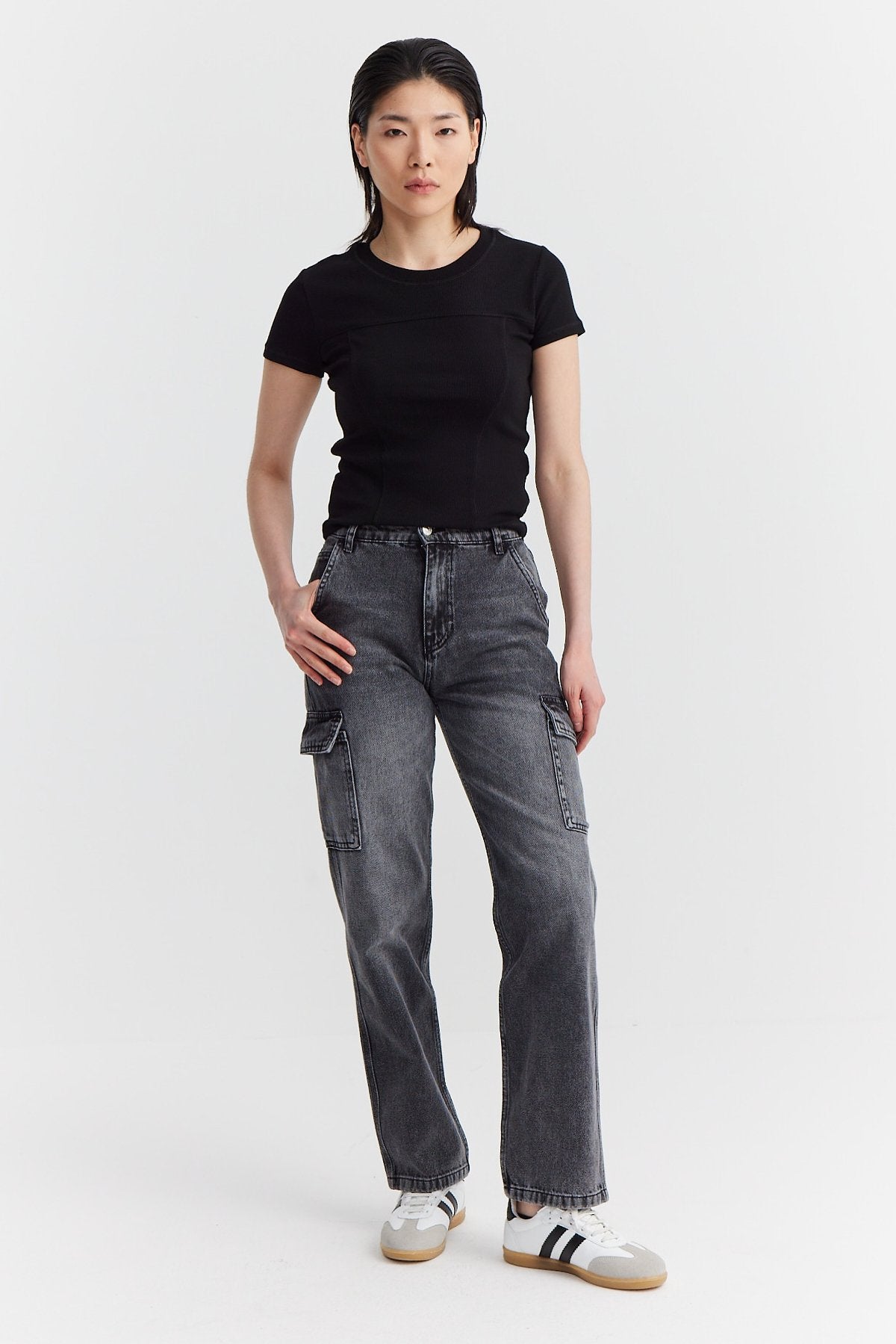 Women's High Waist Straight Leg Cargo Pants with Pockets