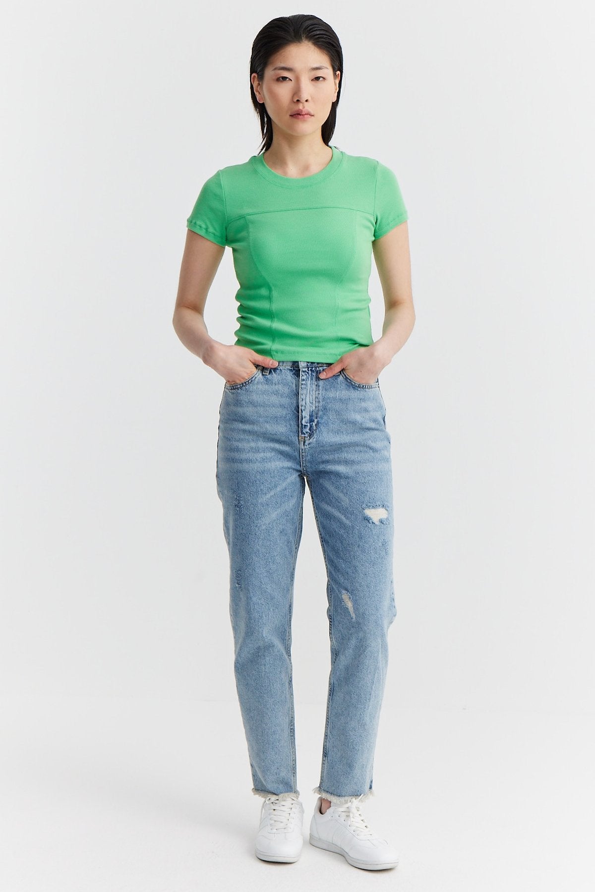 Women's High Waist Ripped Detailed Jeans