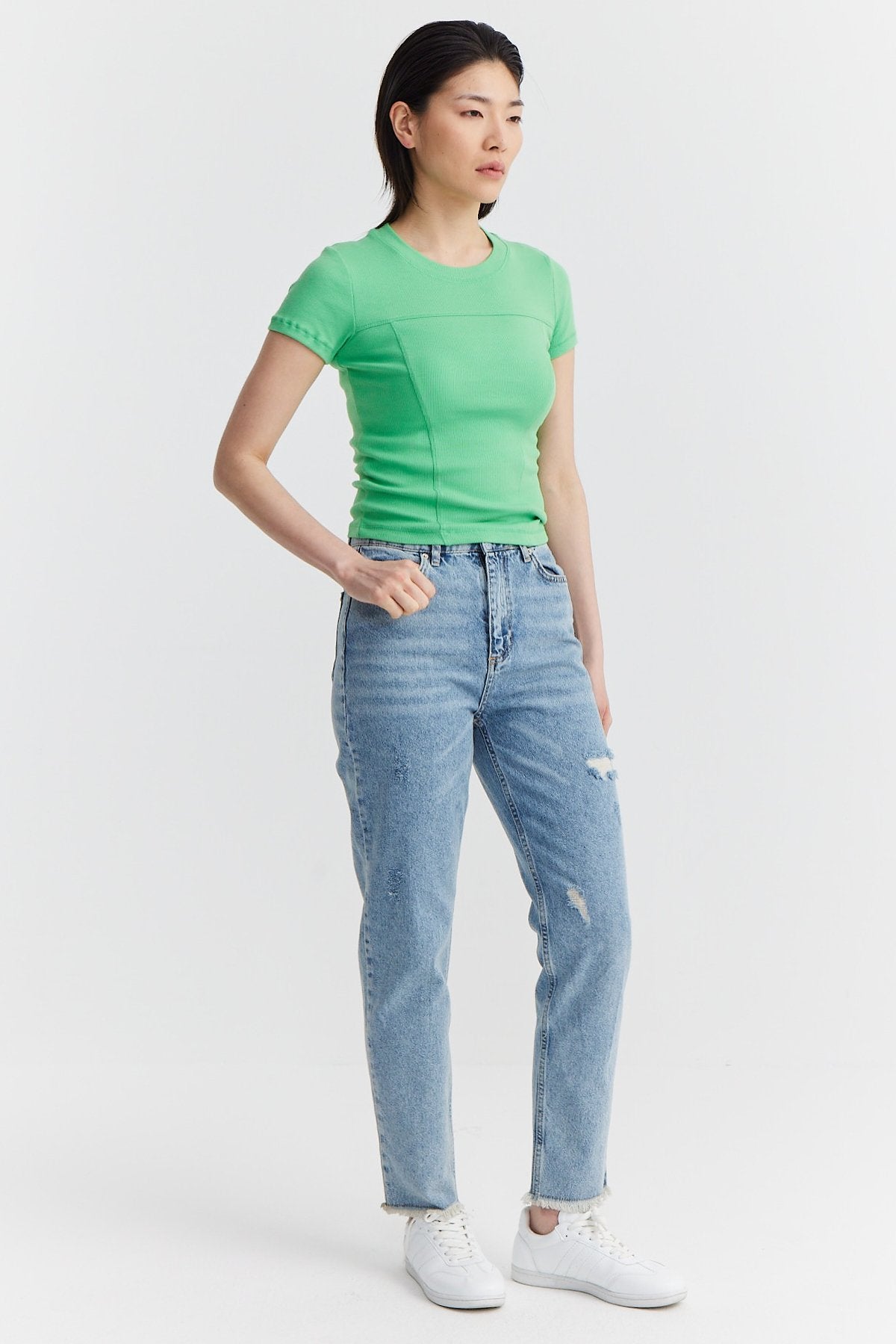 Women's High Waist Ripped Detailed Jeans