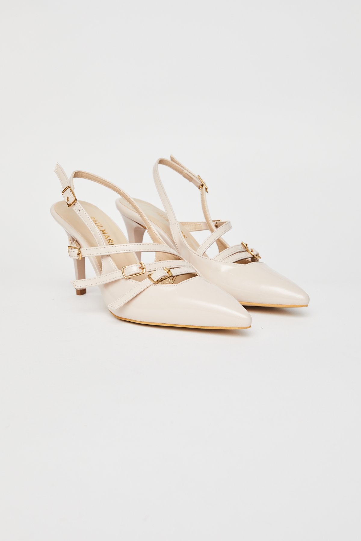 Buckled Striped High Heel Shoes