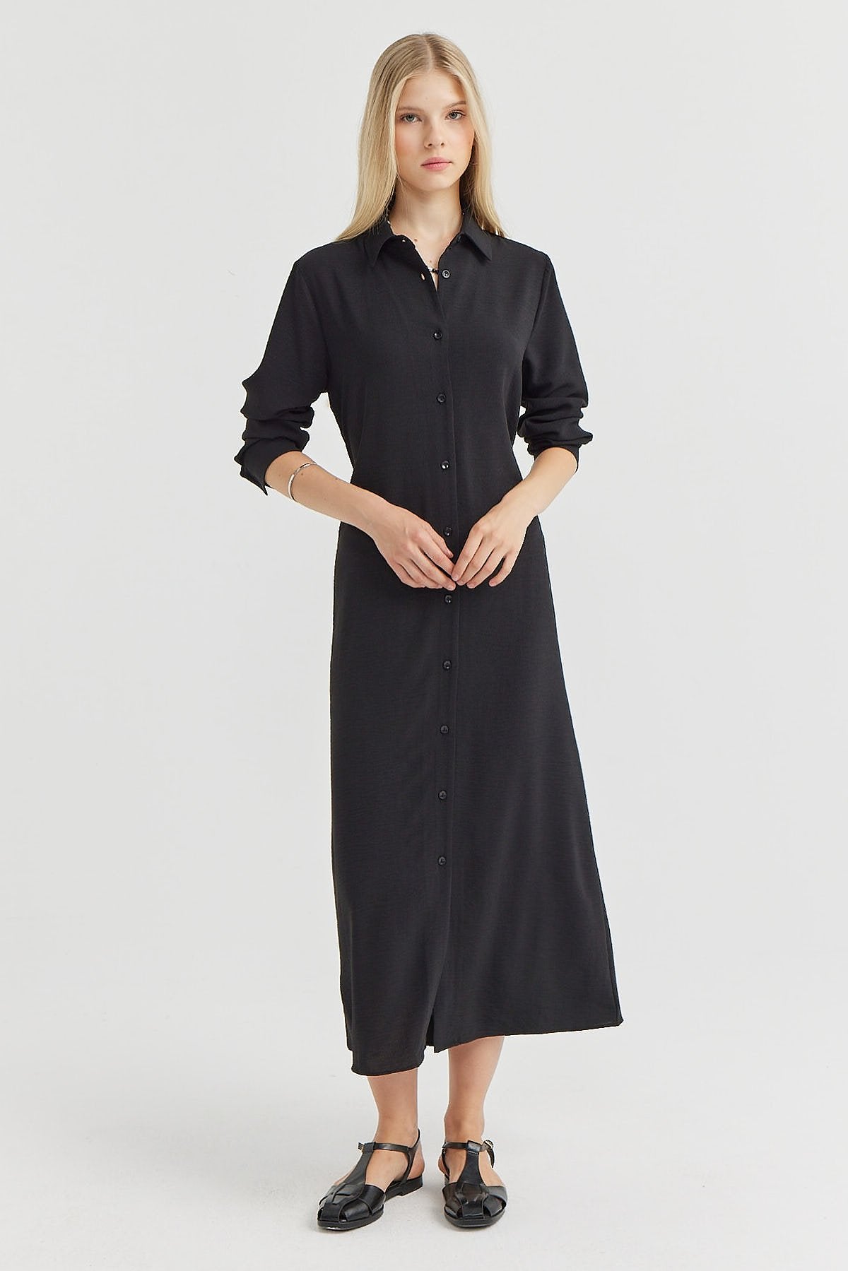 Women's Belted Button-Down Dress