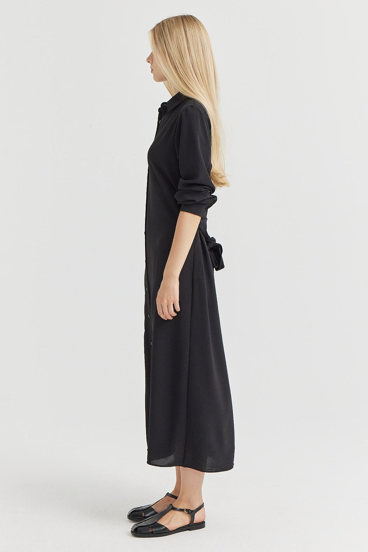 Women's Belted Button-Down Dress