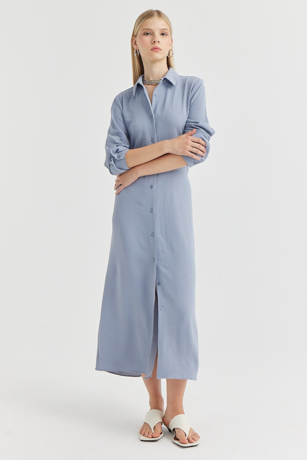 Women's Belted Button-Down Dress