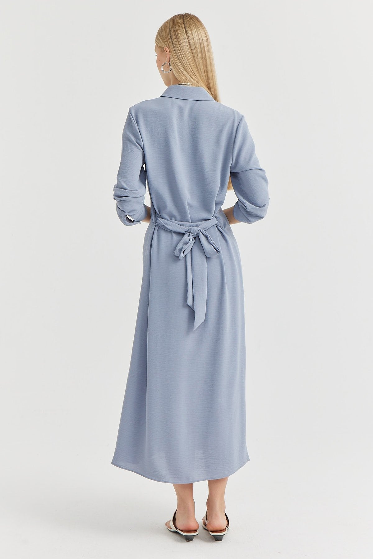 Women's Belted Button-Down Dress