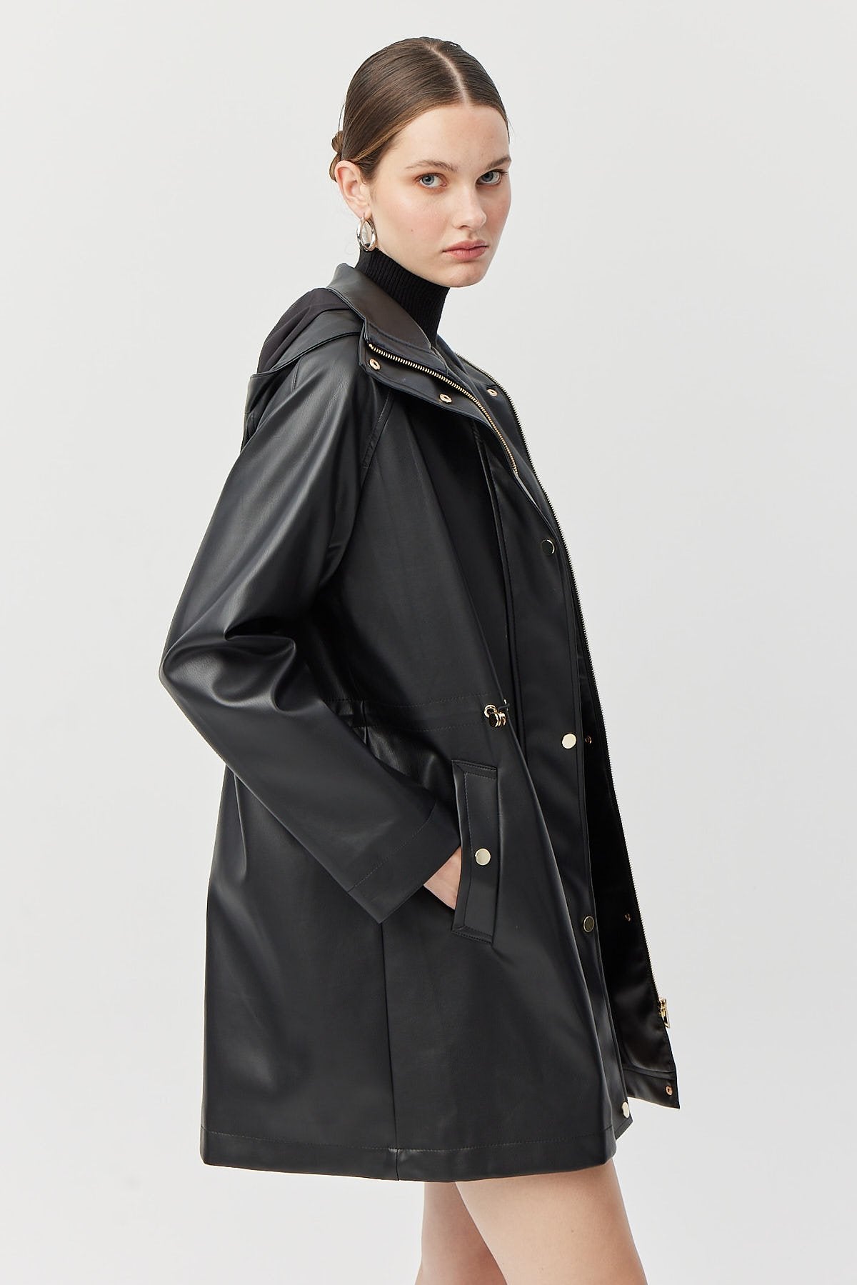 Women's Leather Trench Coat