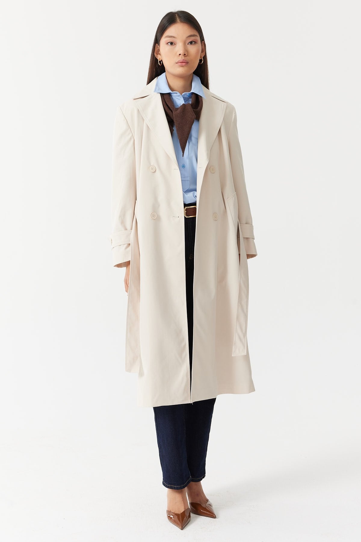 Women's Double-Breasted Closure Trench Coat