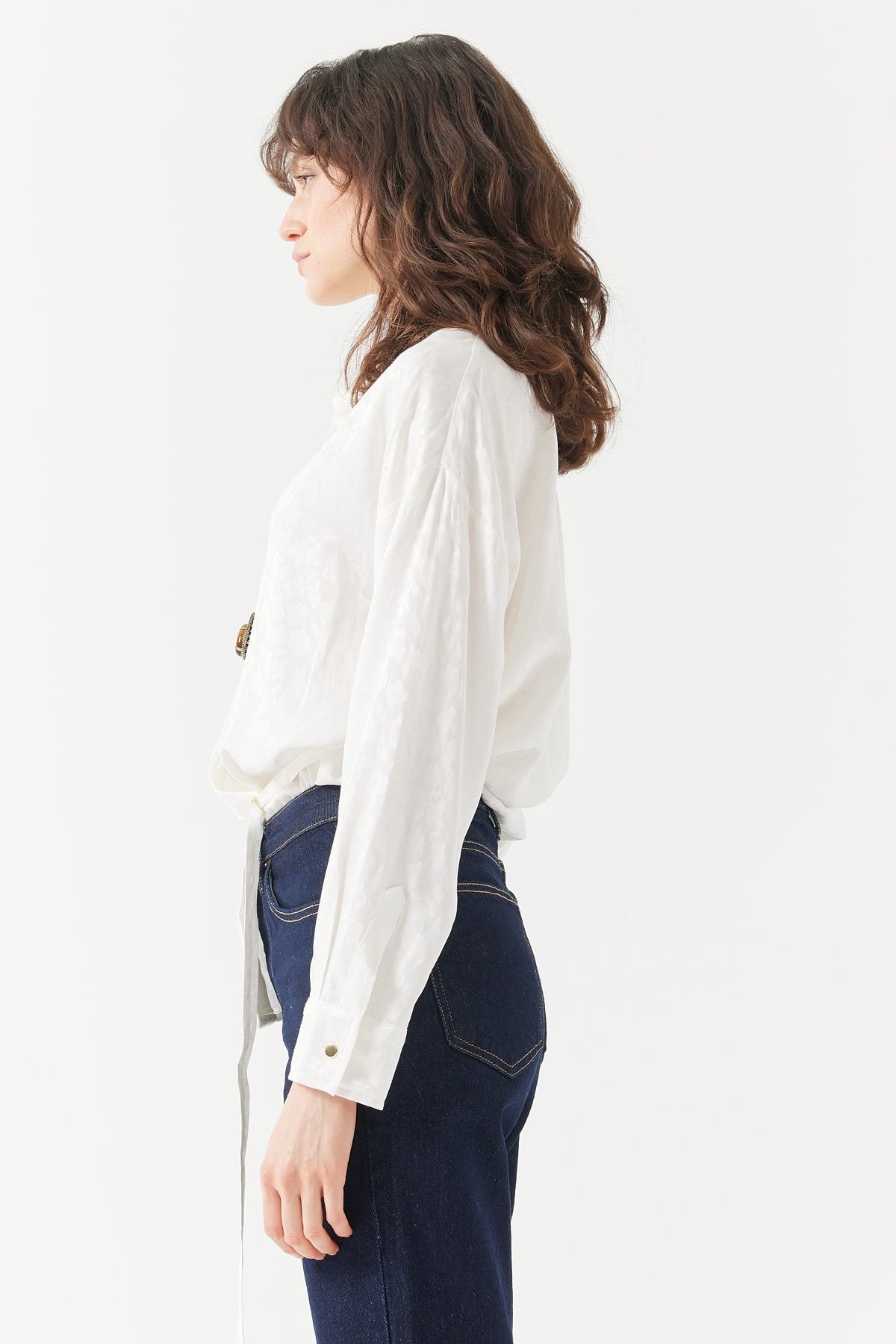 Women's Patterned Belted Shirt
