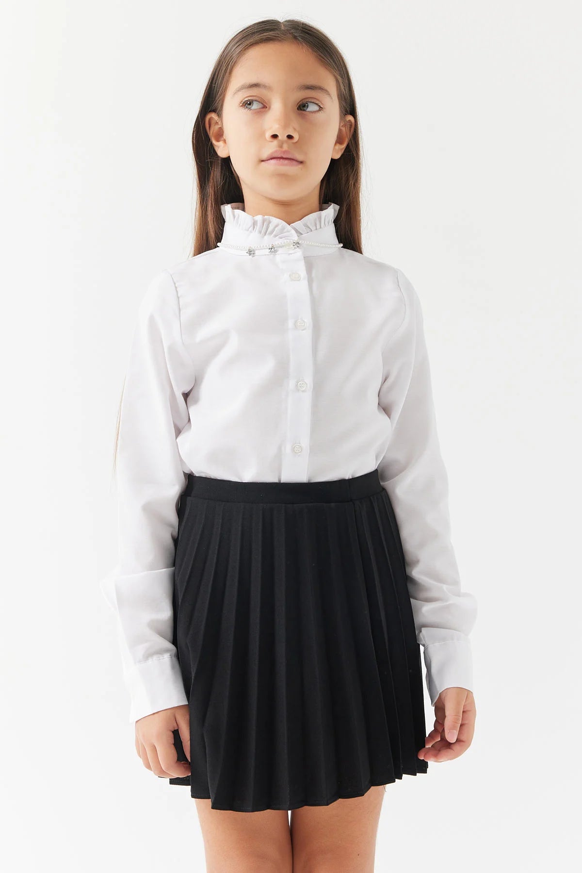 Girls' Shirt with Collar Detail